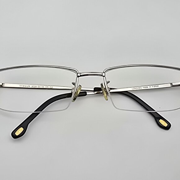 Longines 3028 C2 Silver Black Titanium Semi-Rimless Eyeglasses Frame France 56mm - Picture 11 of 13